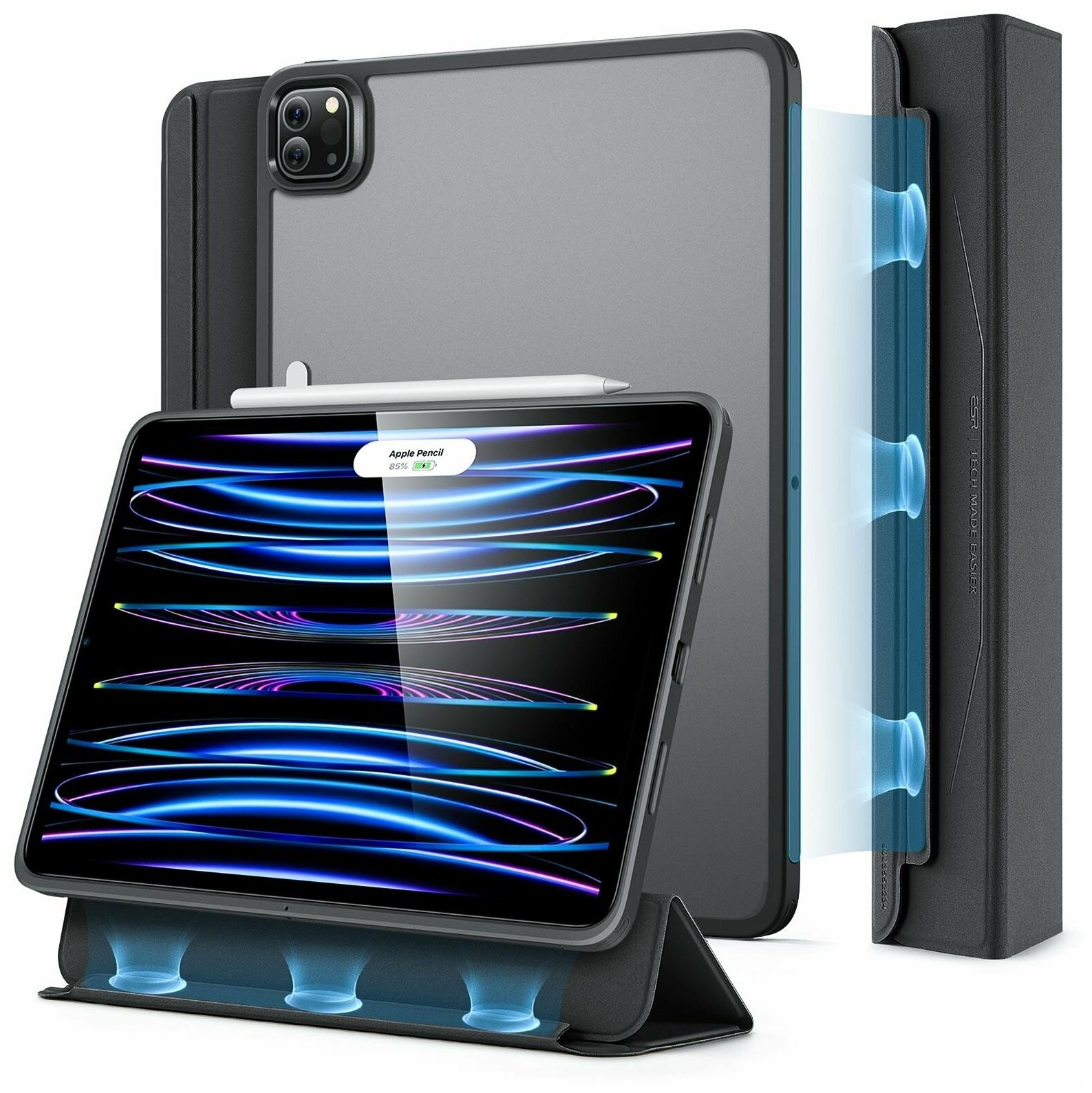 Чехол книжка ESR Ascend Hybrid Case для iPad Pro 12.9 (2022/2021) - Black, черный