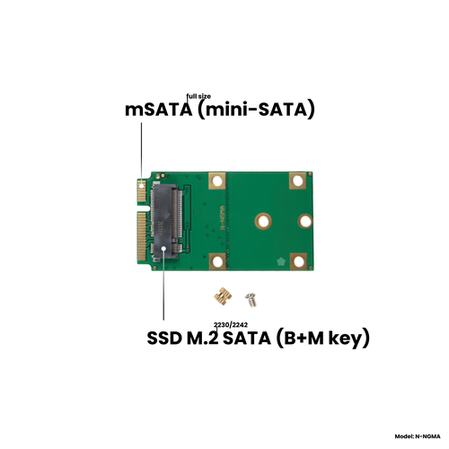 переходник ssd m 2 2230 2242 sata на msata n ngma Адаптер-переходник для установки SSD M.2 2230/2242 SATA в разъем mSATA, зеленый, NFHK N-NGMA