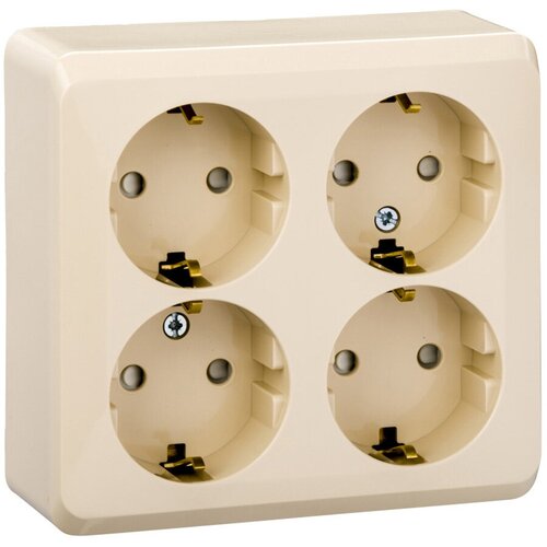 Розетка четверная Systeme (Schneider) Electric Этюд, с з/ш, с/з, 16 А, кремовая
