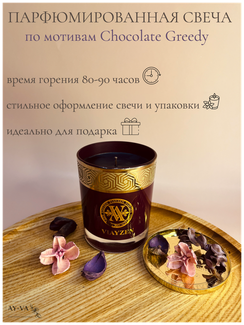 Парфюмированная свеча Кофейно-прянный аромат по мотивам Montale - Chocolate Greedy, арома свеча, свеча с крышкой