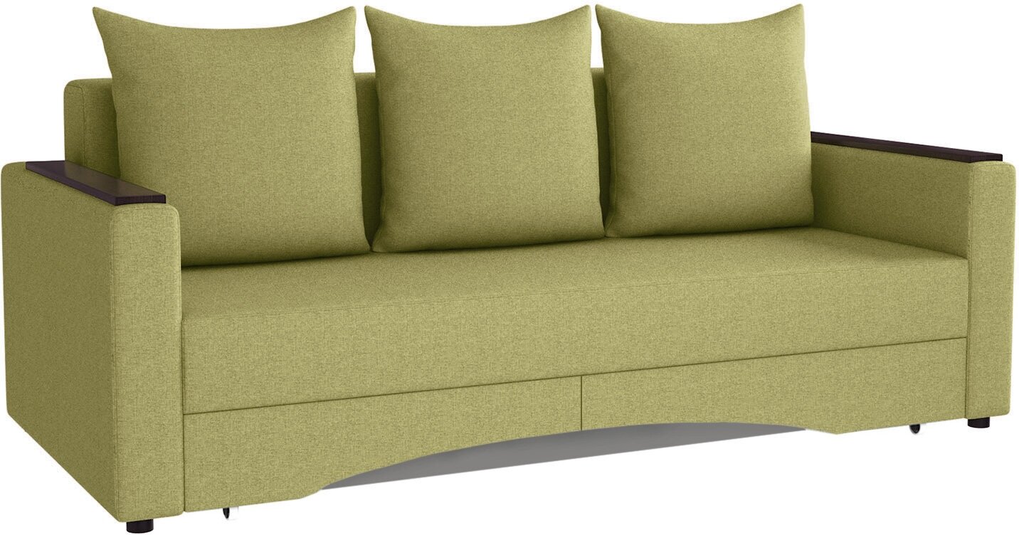 Прямой диван Первый Мебельный Челси с подлокотниками Салатовый, рогожка - фотография № 1