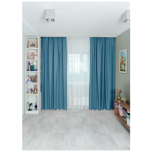 Шторы портьеры блэкаут для комнаты, Моя Штора, 290*150см, Серо-синий