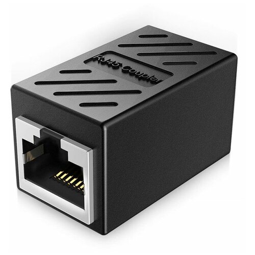 Переходник для кабеля RJ45 Ethernet / Черный адаптер rj45 f rj45 f комплект из 2 х для удлинения патч корда интернет кабеля