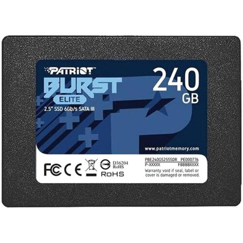 Комплект 5 штук, SSD накопитель Patriot BURST ELITE SATA 2.5 240GB (PBE240GS25SSDR)
