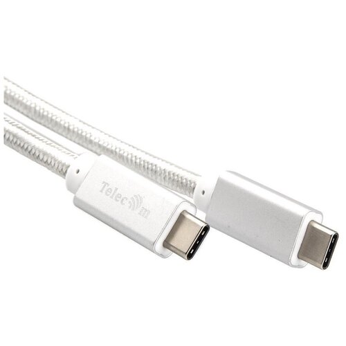 Кабель Telecom USB 3.1 Type Cm -- Cm IC 5А 10Gbs длина 1M, серебряный кабель usb 3 1 type cm cm ic 5а 20gbs длина 2m telecom черный