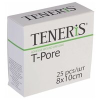 Лейкопластырь /пластырь гипоаллергенный медицинский TENERIS 8х10 см фиксирующий на нетканой основе с подушкой в мидле по 25 штук