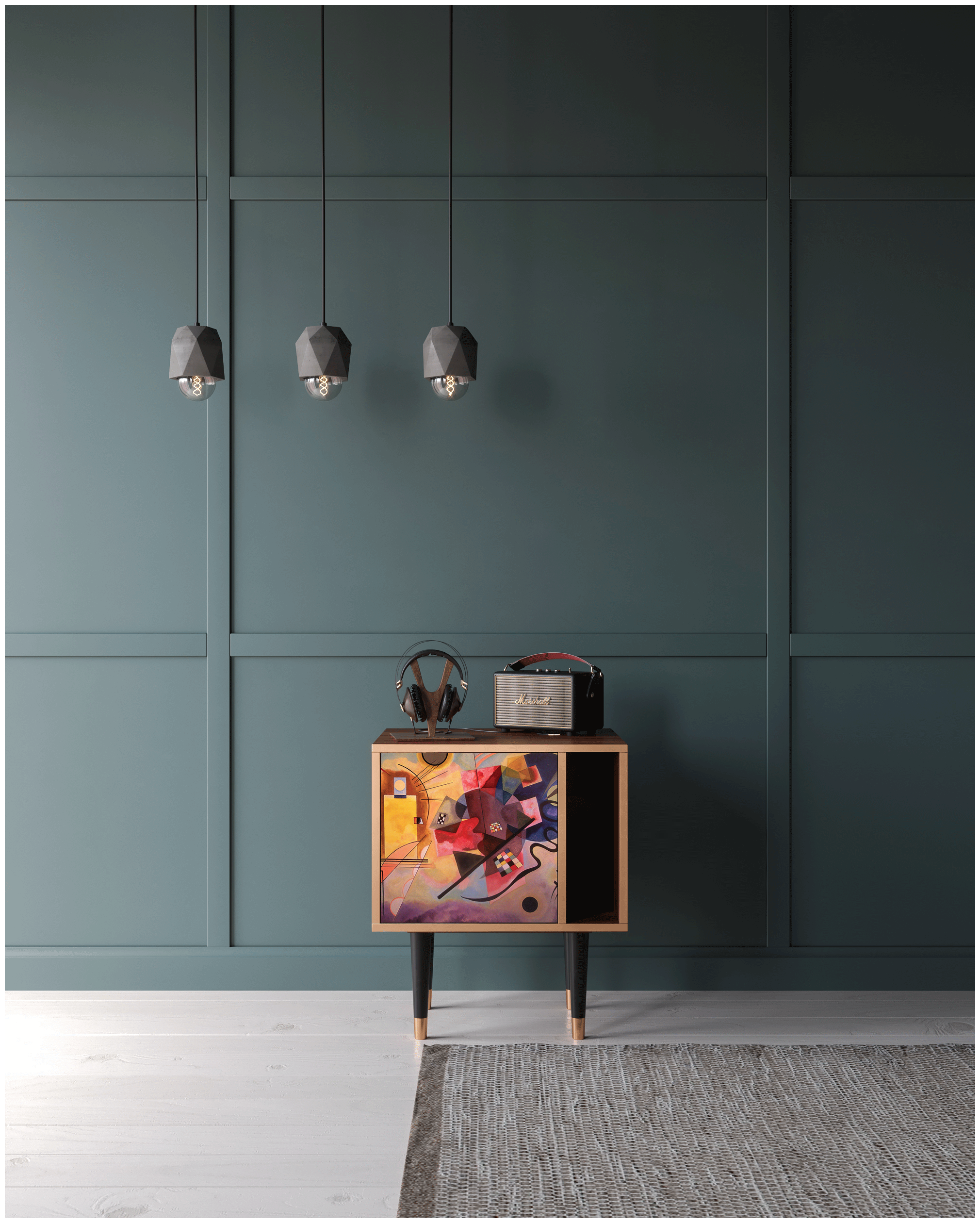 Прикроватная тумба - STORYZ - S2 Modern Art by Kandinsky , 58 x 69 x 48 см, Орех