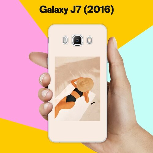 Силиконовый чехол на Samsung Galaxy J7 (2016) Девушка на пляже / для Самсунг Галакси Джей 7 (2016) силиконовый чехол на samsung galaxy j7 2016 самсунг джей 7 2016 с принтом голубые фиалки