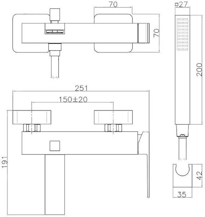 Смеситель для ванны Webert Pegaso PE850101010 - фото №3