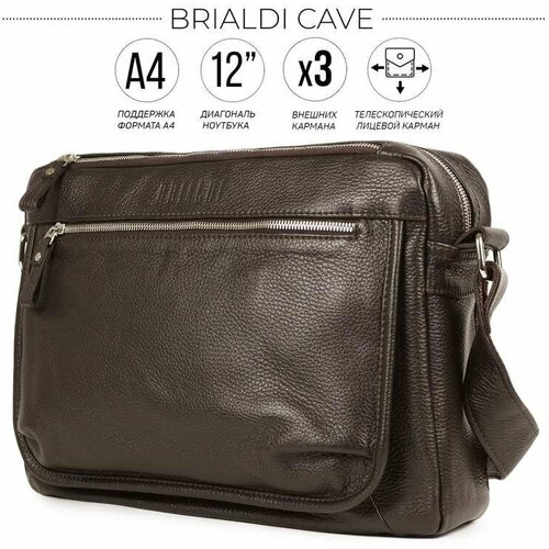 Горизонтальная сумка через плечо BRIALDI Cave (Каве) relief brown дорожно спортивная сумка brialdi troy br30927gt relief brown