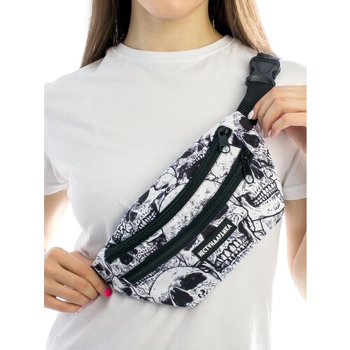 фото Сумка поясная нестандартика, фактура гладкая, черный