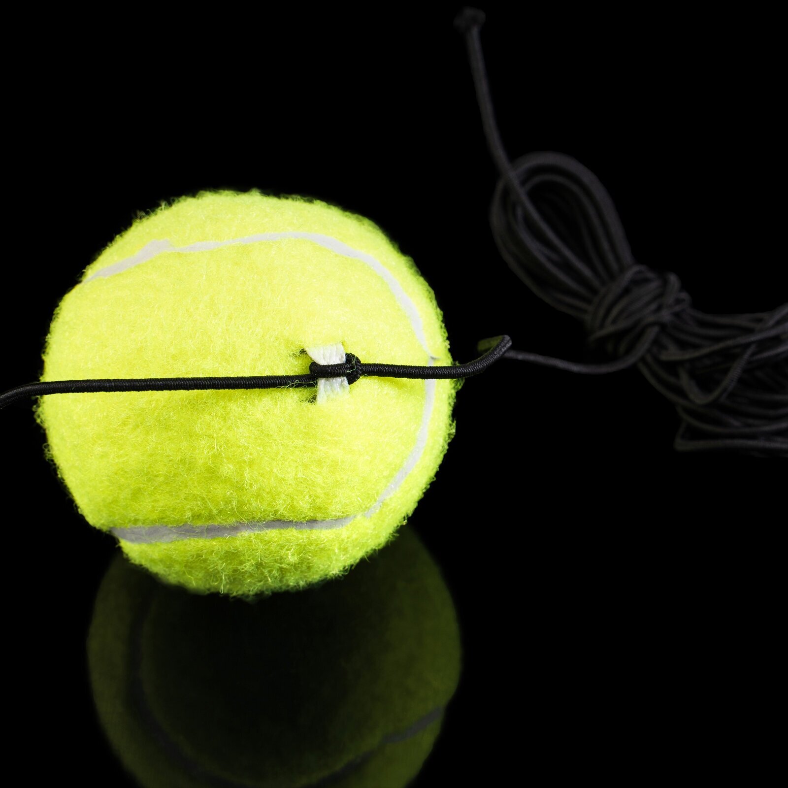 Мяч ONLYTOP, для большого тенниса, с резинкой, тренировочный, цвет желтый