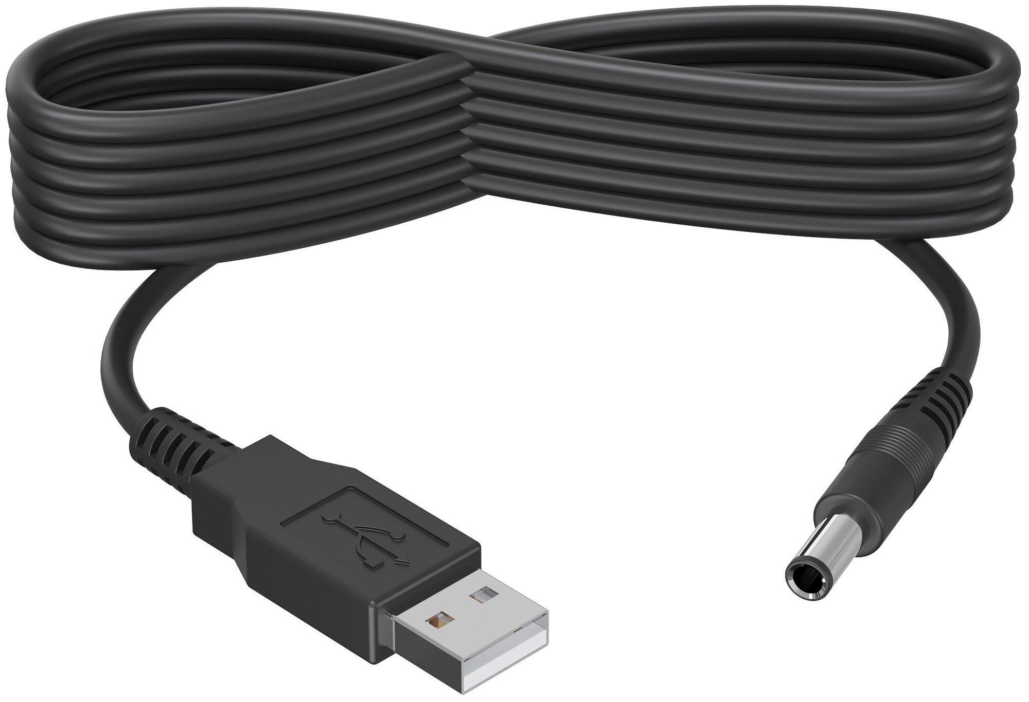 Кабель питания универсальный GSMIN USB 2.0 (M) - DC 5.5 x 2.1 мм (M) (1 м) (Черный)