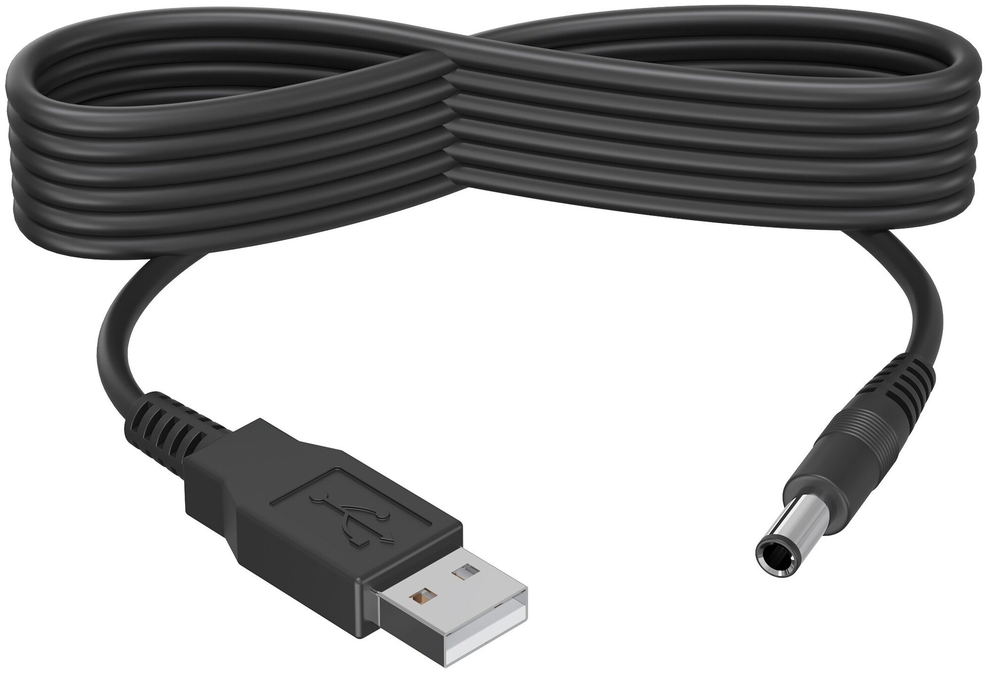 Кабель питания универсальный GSMIN USB 2.0 (M) - DC 5.5 x 2.1 мм (M) (1 м) (Черный) — фото 1
