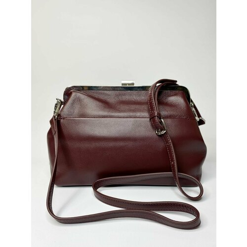 фото Сумка саквояж классическая, натуральная кожа, бордовый нет бренда