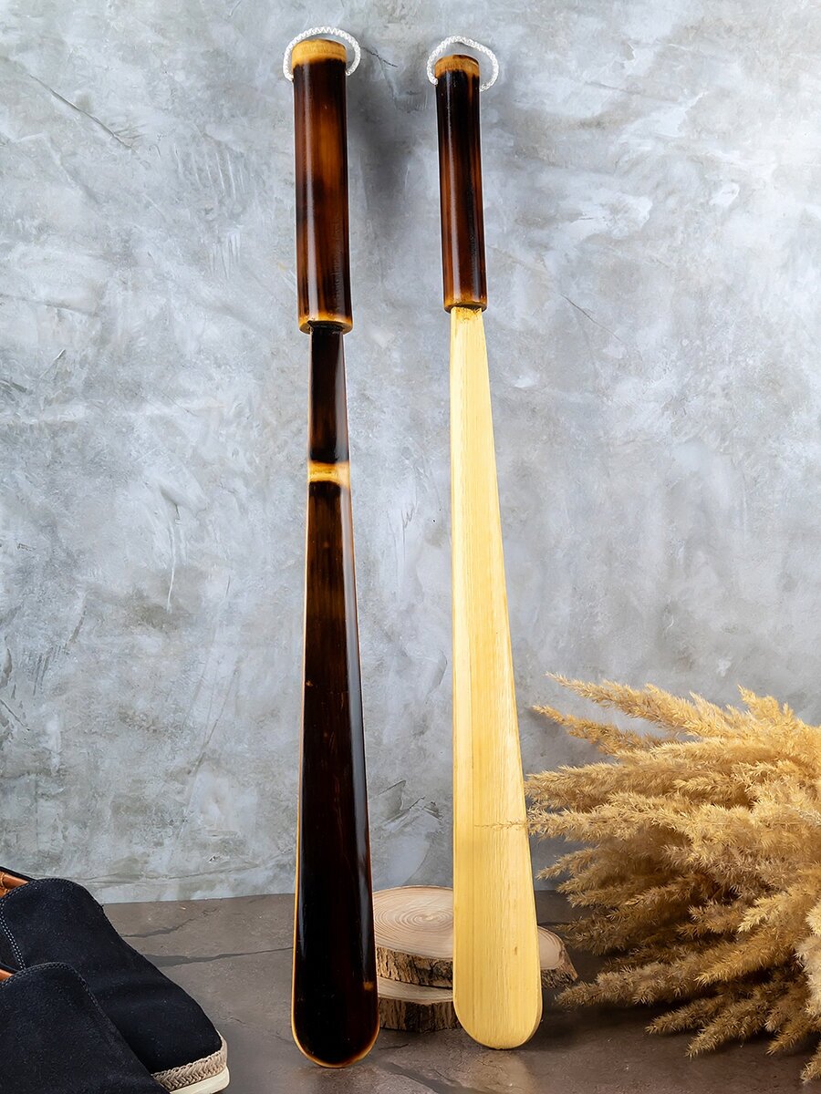 Ложка для обуви длинная деревянная, рожок для обуви бамбук, 2 шт. - фотография № 4