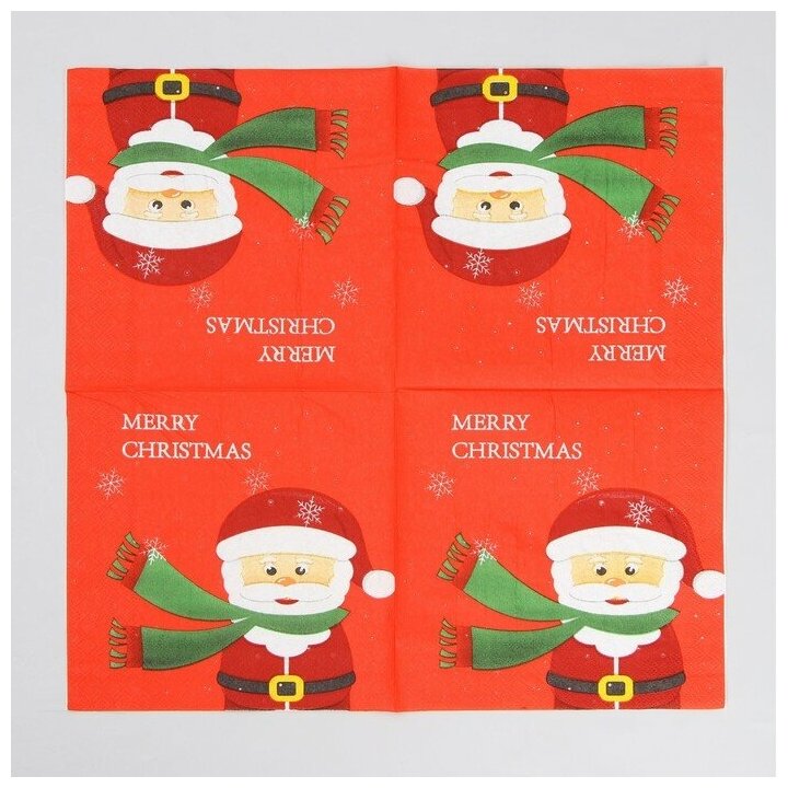 Салфетки бумажные «Дед Мороз», набор, 20 шт., 33 × 33 см - фотография № 2