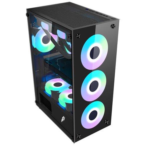 1STPLAYER Корпус 1STPLAYER FIRE DANCING V7 / ATX, TG / 4x120mm LED fans inc. / V7-4F1