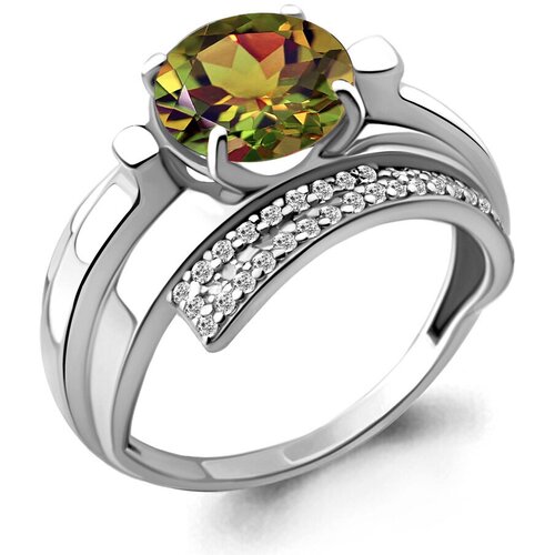 фото Серебряное кольцо aquamarine а6593619а с фианитом и султанитом, размер 16,5 diamant-online