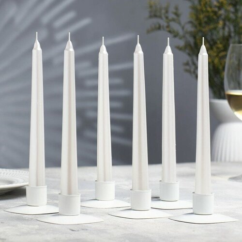 Набор Свечей античных 19х 20 см 6 штук перламутровый металлик 706₽