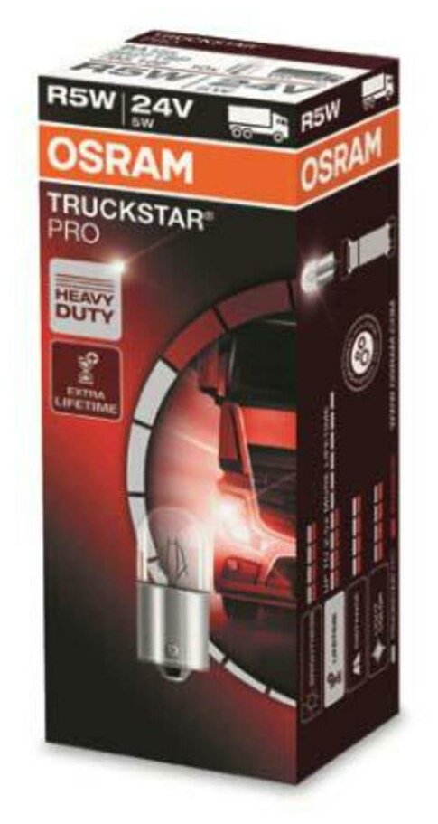 Лампа 24V R5W +100% BA15s Truckstar Pro OSRAM 5627TSP