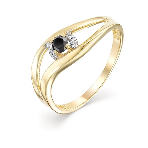 фото Master brilliant золотое кольцо из желтого золота с бриллиантом черным бриллиантом 1-106-778, размер 17