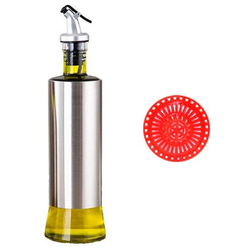 Бутылка для масла стеклянная с дозатором + сетка-фильтр для раковины
