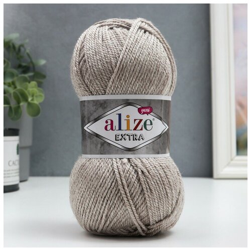 Пряжа Extra 100 акрил 220м100гр 152 беж меланж 494₽