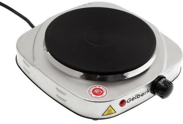 GELBERK Плитка электрическая Gelberk GL-115, 1500 Вт, 1 конфорка, серебристая