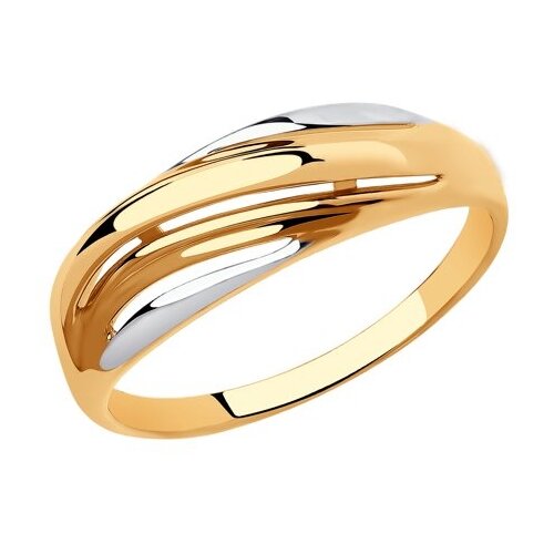 Кольцо Diamant, красное, желтое золото, 585 проба, размер 17.5