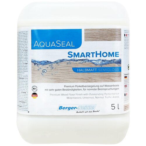 Лак Berger-Seidle Aqua-Seal SmartHome полуматовый водорастворимый бесцветный 5 л