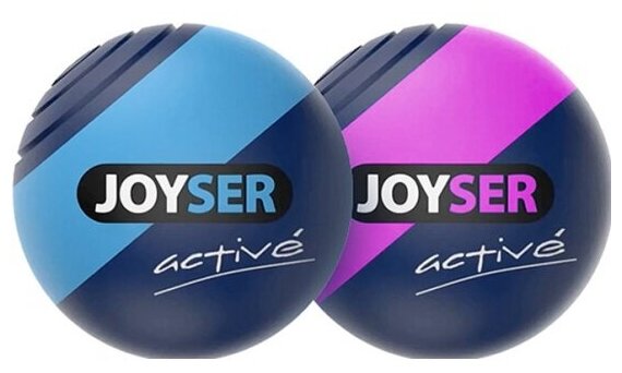 Игрушка для собак Joyser Active Два резиновых мяча с пищалкой M голубой, розовый, 6,3 см