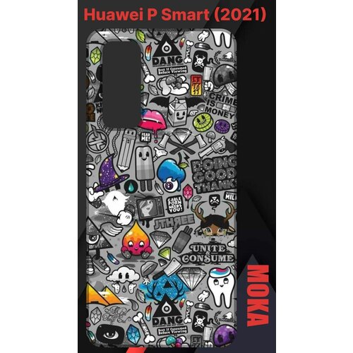 Чехол Huawei P Smart 2021 / Хуавей П смарт 2021 с принтом чехол книжка на huawei p smart 2021 хуавей п смарт 2021 с 3d принтом chick with knife золотистый