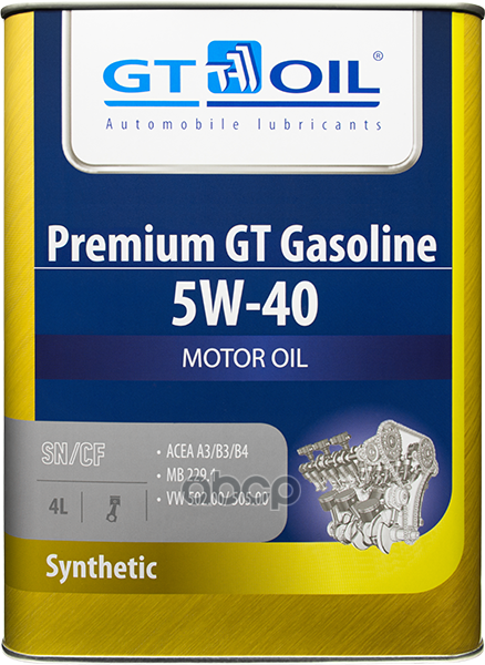 GT OIL Масло Моторное 5W40 Gt Oil 4Л Синтетика Premium Gt Gasoline
