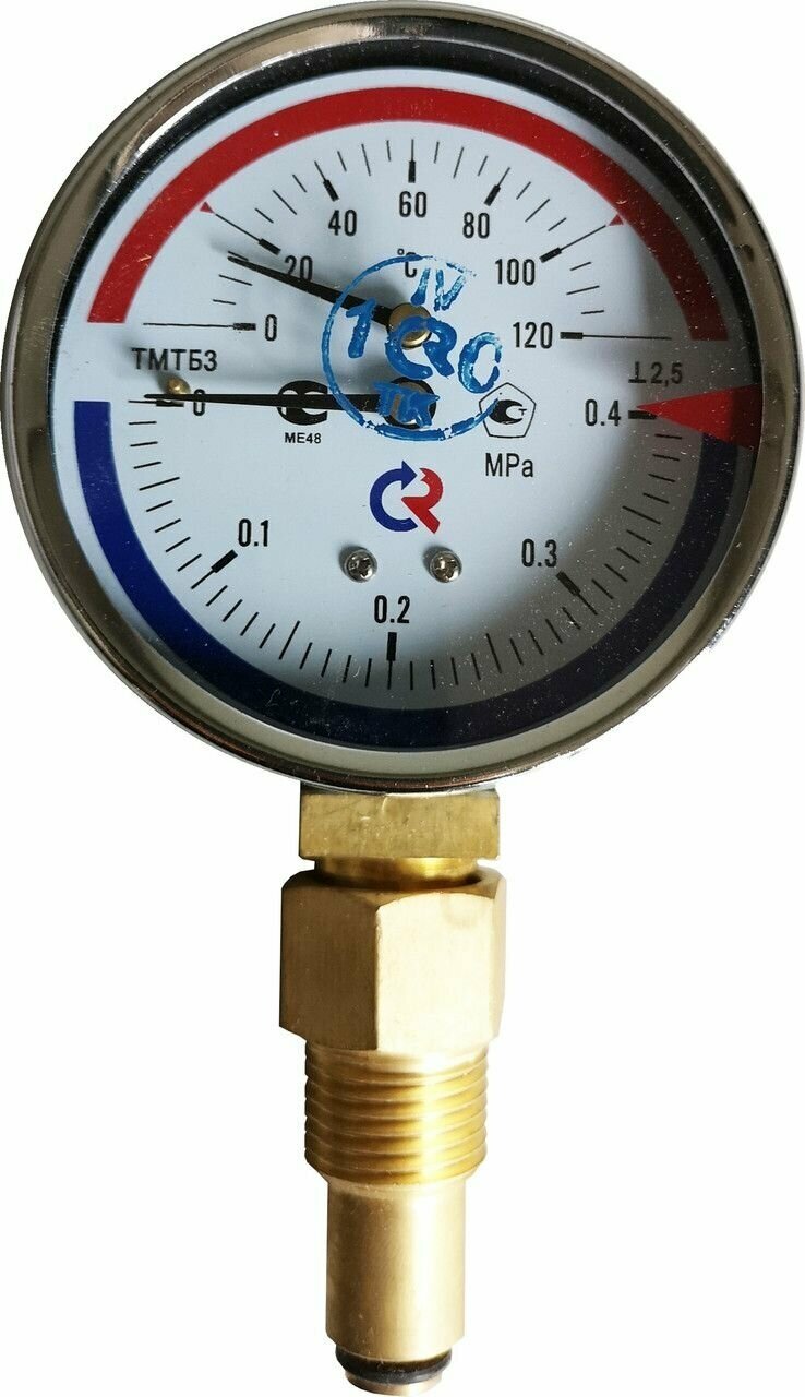 Термоманометр ТМТБ-31Р.1 (0-120С)/(0-0,4), G1/2, 80мм радиальный росма 2328