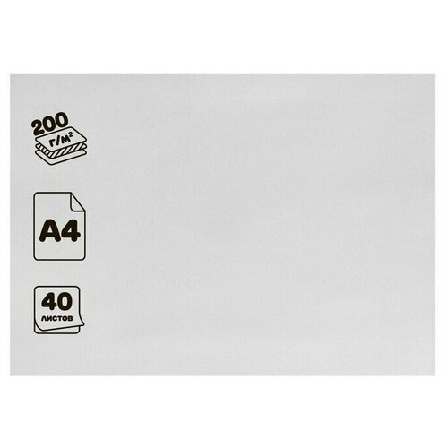 Картон белый А4 40 листов мелованный 200 гм2 420₽