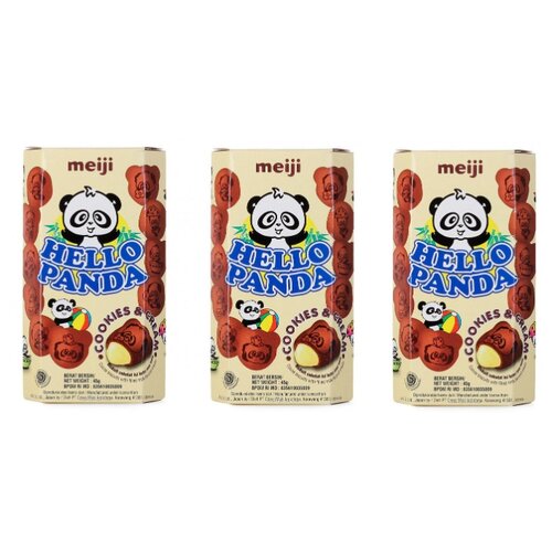 фото Набор печенья meiji hello panda cookies and cream с шоколадом 45 гр. (3 шт)