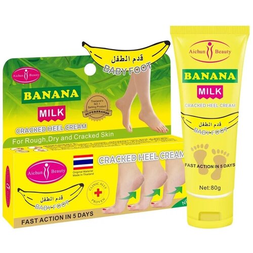 Aichun Beauty Крем для Стоп и Пяточек Baby Foot для очень сухой, потрескавшейся кожи Banana Milk 80 гр