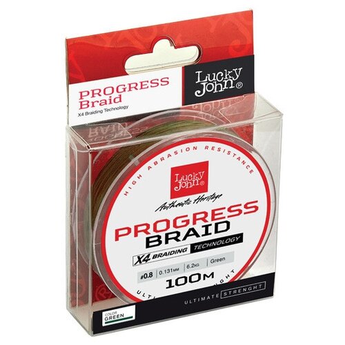 фото Леска плетёная lucky john progress braid green, 100/020