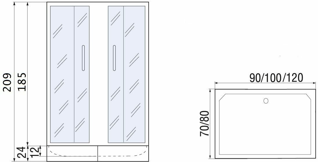 Душевое ограждение River MORAVA XL 120/80/24 МТ, 120x80x185