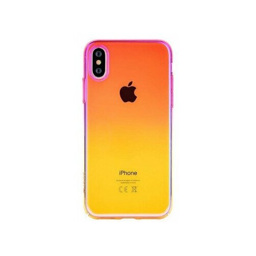 Чехол Devia для iPhone XR Aurora Series, желто-розовый
