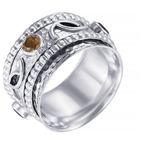 фото Element47 широкое ювелирное кольцо из серебра 925 пробы с цитринами sr772_ko_ct_001_wg, размер 18.5