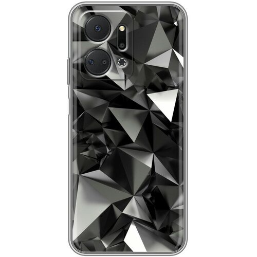 Дизайнерский силиконовый чехол для Хонор Х7а / Huawei Honor X7a Черные кристаллы силиконовый чехол на honor x7a хонор х7а туманные горы