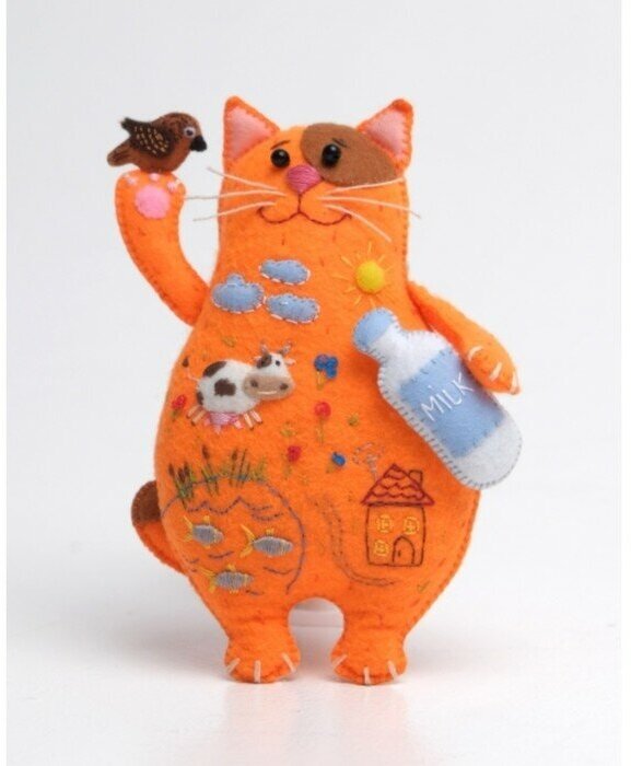 Набор для создания игрушки из фетра + раскраска "Молочный Кот"