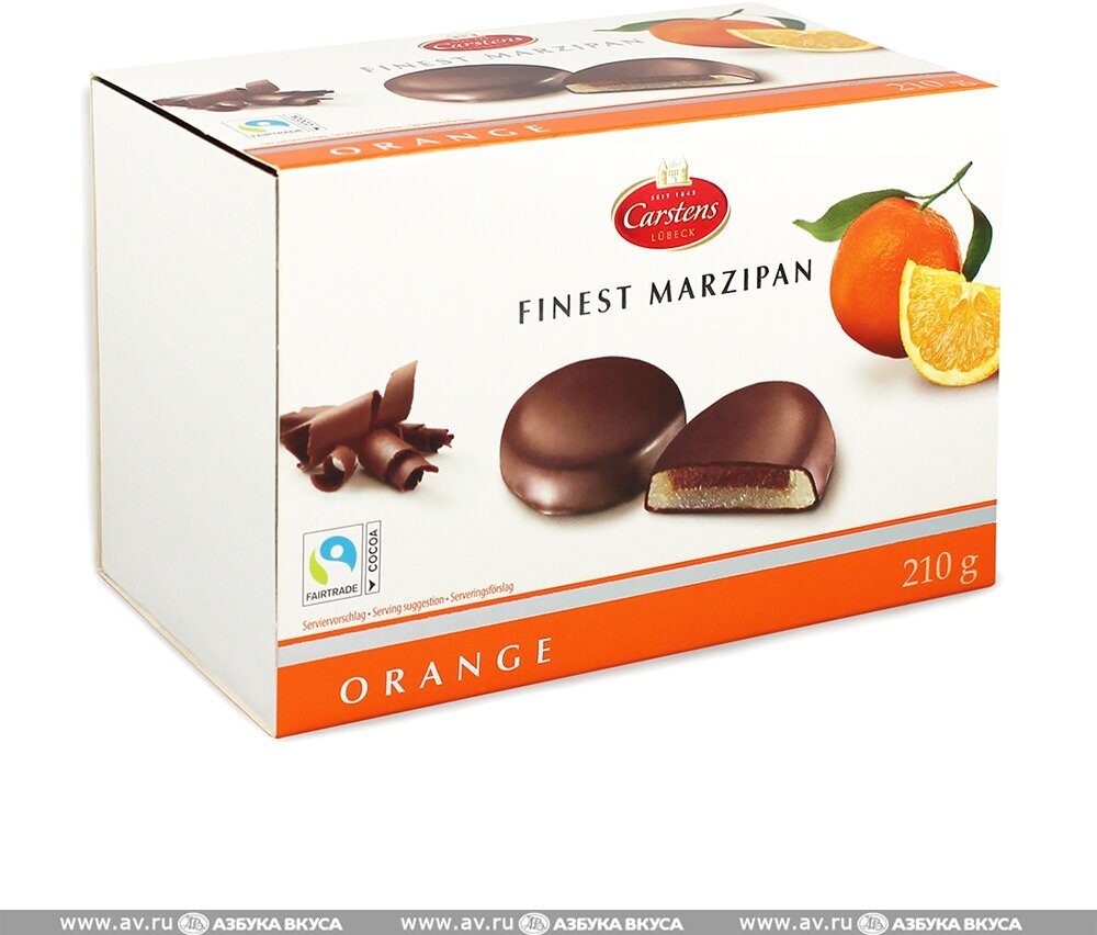 Конфеты шоколадные Марципан с ромом и апельсином ТМ Карстенс 210 г - фотография № 2