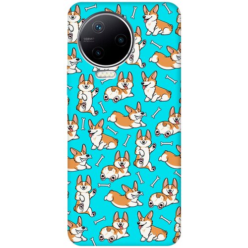 Матовый чехол Corgi Pattern для Infinix Note 12 Pro / Инфиникс Нот 12 Про с 3D эффектом мятный матовый чехол rain для infinix note 12 pro инфиникс нот 12 про с 3d эффектом мятный