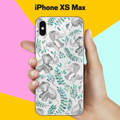 Силиконовый чехол Узор из слонов на Apple iPhone Xs Max силиконовый чехол узор из сердец на apple iphone xs