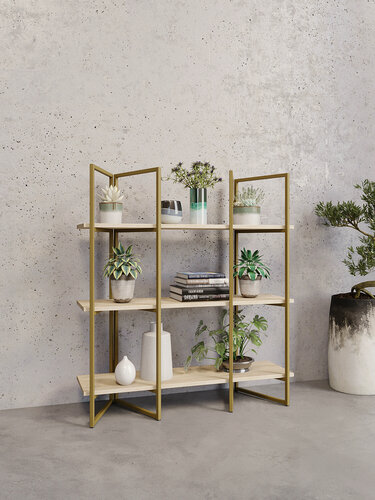 Изображение товара Полка для дома KM LOFT Дивульгато Лайт в гостинную перегородка золотой/дуб сонома