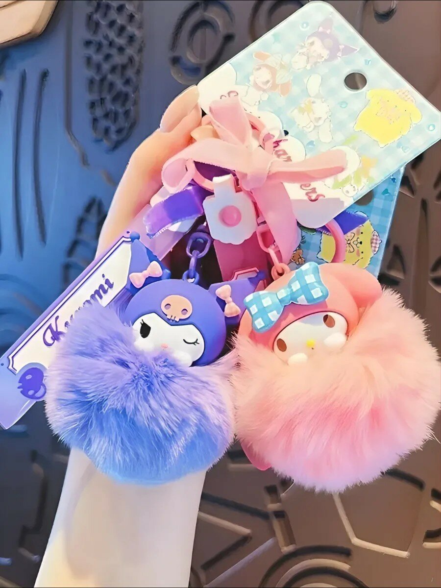 Брелок, фиолетовый, белый — фото 1