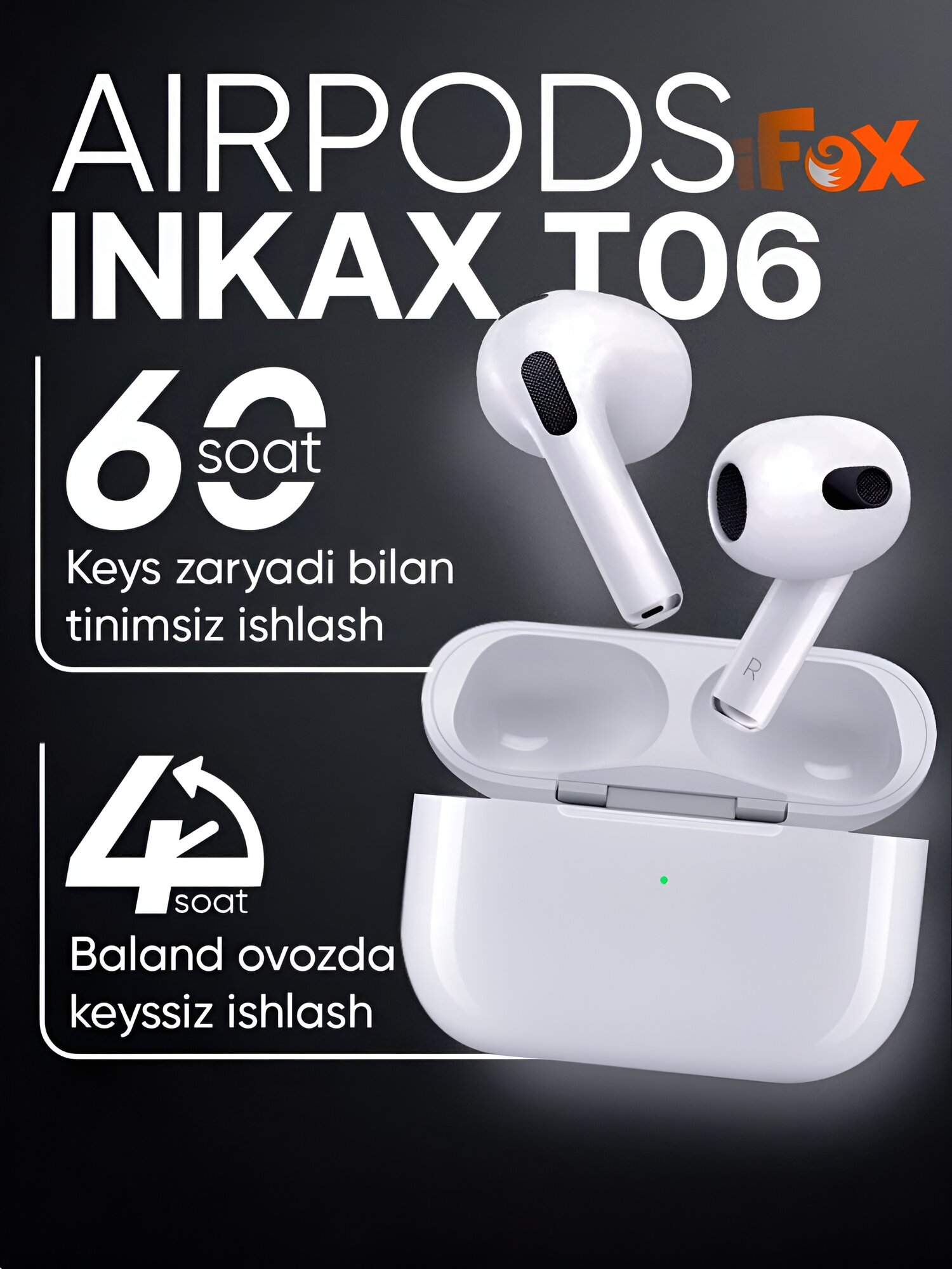 Наушники AirPods T06, отличное звучание Bluetooth 5.3, хорошие бассы
